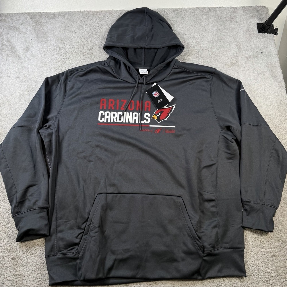 Nike Arizona Cardinals Hoodie Mens 3XL Grey Fleece NFL Pullover Performance